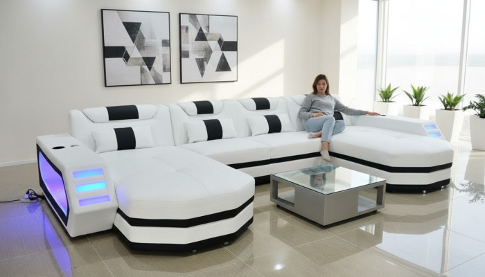 Leather Sofa Modern Upholstery Leather Living Landscape Design Corner Sofa Couch White
