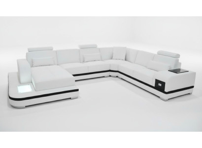 Design leather sofa, modern upholstery leather corner sofa, fabric living landscape couch