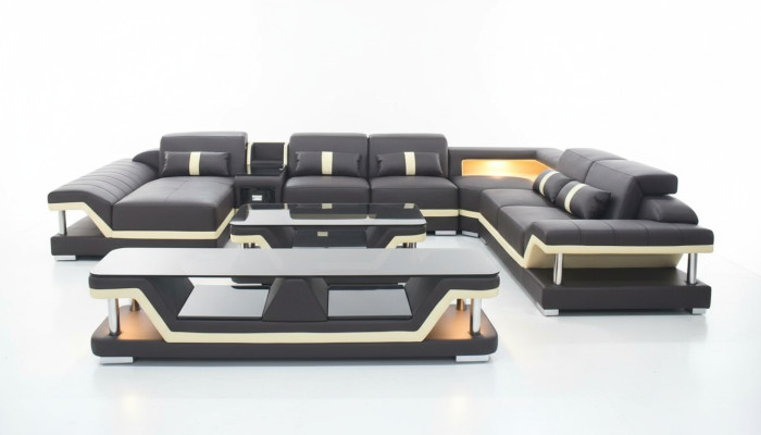 Modern design living area sofa corner sofa upholstered couch TV coffee table leather