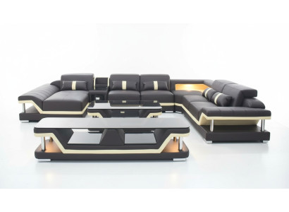 Modern design living area sofa corner sofa upholstered couch TV coffee table leather