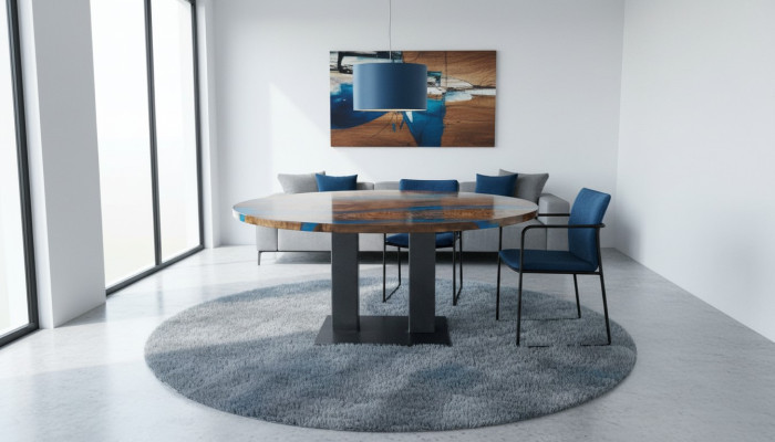 Round dining table river table real wood river table 150 cm tables epoxy resin