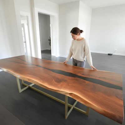 River table dining table solid wood tables 240x100 epoxy resin sea