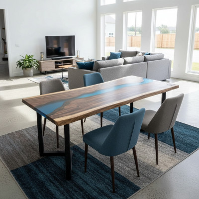 Epoxy Resin Coffee Table River Table Real Solid Wood 120x60