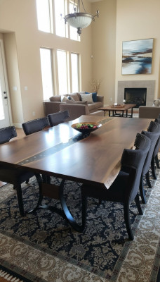 Table dining table tables epoxy resin epoxy waterfall real wood solid furniture