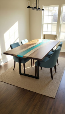 Epoxy resin dining table genuine solid wood furniture waterfall epoxy table 240x100 New