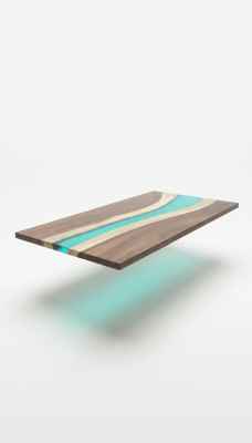 Epoxy resin dining table genuine solid wood furniture waterfall epoxy table 240x100 New