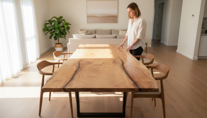 Dining Table Epoxy Resin Real Wood Solid Furniture Waterfall Epoxy Table 240x100cm