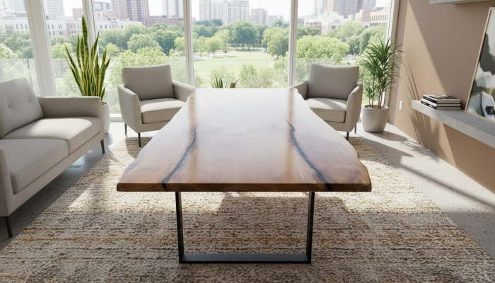 Dining Table Epoxy Resin Real Wood Solid Furniture Waterfall Epoxy Table 240x100cm