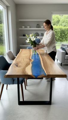 Dining table tables epoxy resin epoxy table waterfall real wood solid furniture