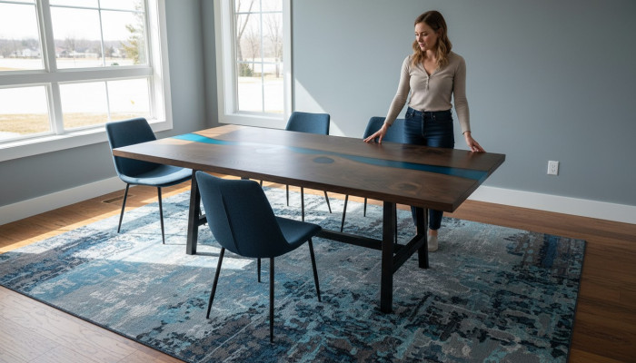 Epoxy Resin Dining Table River Table Real Solid Wood Tables 220x100