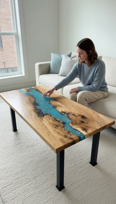 Coffee table river table real wood river table decorative solid epoxy resin