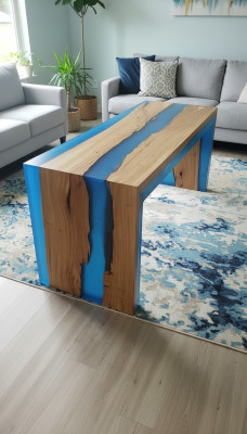 Dining table, table, kitchen table, modern tables, waterfall river epoxy resin furniture, new
