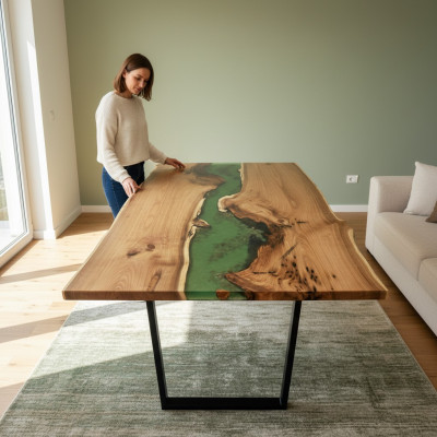 Dining Table Sea Water River Genuine Wood River Table 200x90 Tables