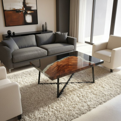 Coffee table River Table epoxy resin solid wood tables 70x40 river table