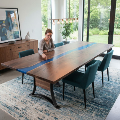 Epoxy Resin Dining Table River Table 240x100 New Solid Wood Tables