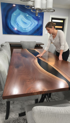 Epoxy Resin Dining Table River Table Real Wood Solid Tables 240x100 River Table New
