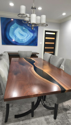 Epoxy Resin Dining Table River Table Real Wood Solid Tables 240x100 River Table New