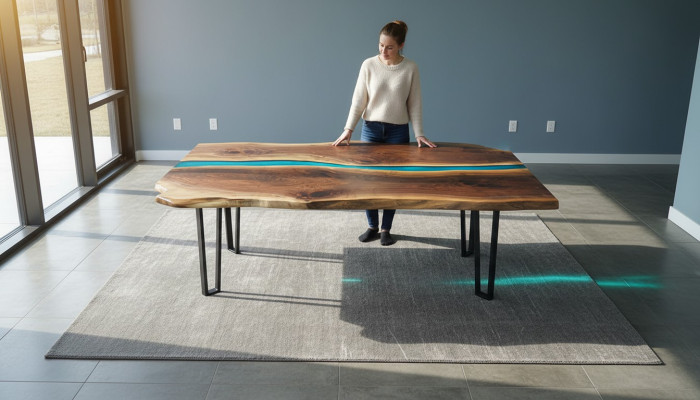 Table dining table tables epoxy resin epoxy solid design furniture 240x100 genuine wood
