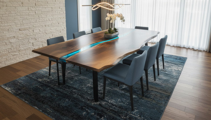 Table dining table tables epoxy resin epoxy solid design furniture 240x100 genuine wood