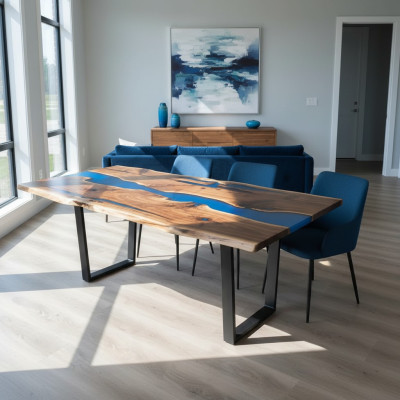 Table dining table tables epoxy resin epoxy real wood solid design furniture 240x100
