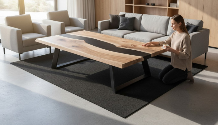 Epoxy resin table wood coffee table handmade solid living room furniture