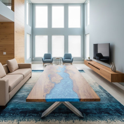Coffee Table River Table Real Wood River Table 120x90 Solid Tables