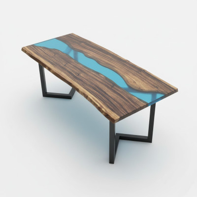 Coffee Table River Table Solid Wood Tables 100x50 River Table Sea Waterfall