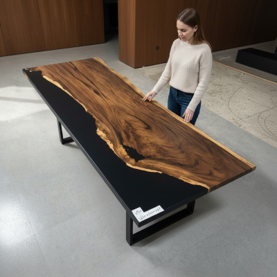 Dining Table Black Water River Real Wood River Table 265x100 Tables