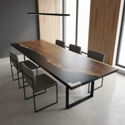 Dining Table Black Water River Real Wood River Table 265x100 Tables