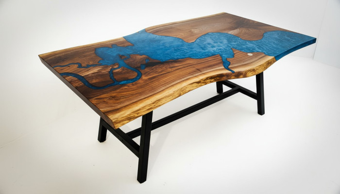 Waterfall table epoxy resin dining table real wood solid furniture epoxy table new