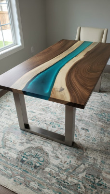 Table dining table tables epoxy resin real epoxy wood solid design furniture 240x100