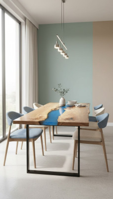 Epoxy resin dining table real solid wood furniture waterfall epoxy table New 200x90