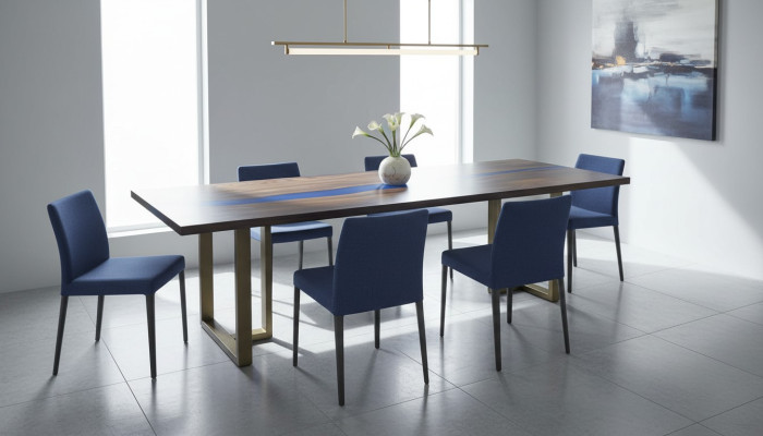 Epoxy resin table dining table real wood solid furniture waterfall epoxy casting resin