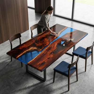 Tables Dining Table Design Table Modern Sea River Furniture 200x90 Epoxy Resin Ocean