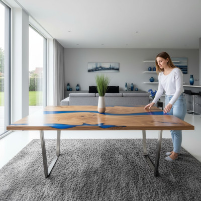 Tables Dining Table Design Table Modern Sea River Furniture 220x90 Epoxy Resin Ocean