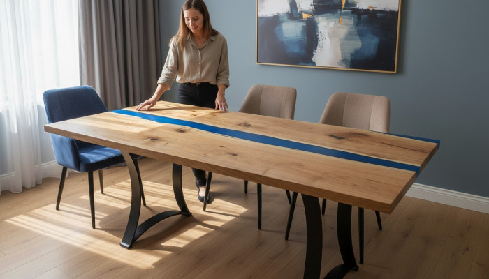 Epoxy resin dining table real wood furniture waterfall epoxy table casting resin solid