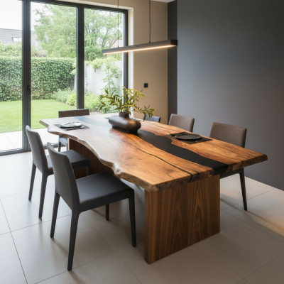 Dining table epoxy resin real wood solid furniture waterfall epoxy table casting resin