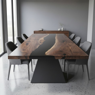 Epoxy Resin Dining Table Real Wood Solid Furniture Waterfall Epoxy Table 220x100cm