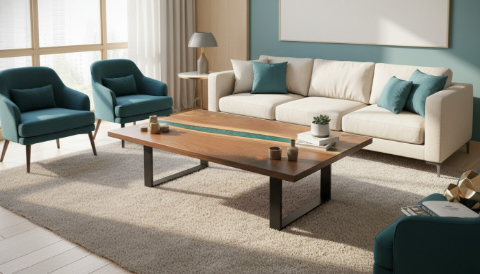 Genuine wood epoxy resin river table black water tables epoxy furniture solid
