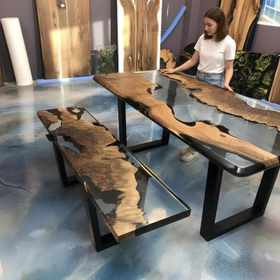 Dining table table kitchen table modern waterfall river epoxy resin furniture new tables