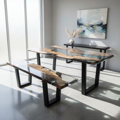Dining table table kitchen table modern waterfall river epoxy resin furniture new tables