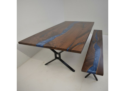 Design table, bench, dining table, kitchen table, tables, benches, solid real wood, living room
