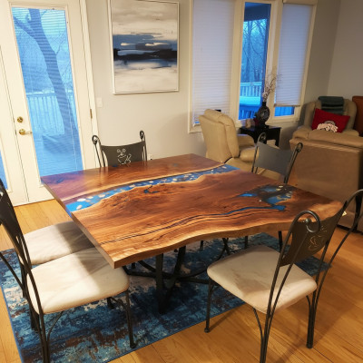 Custom-made table epoxy resin river real wood price 1sqm tables