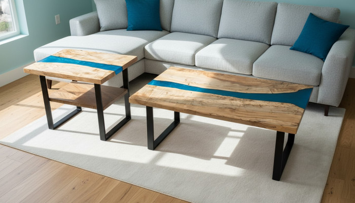 Custom-Made Table Epoxy Resin Flow Real Wood Price 1sqm Tables