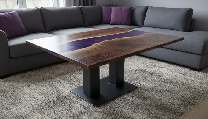 Table Epoxy Resin Flow Real Wood Price 1 sqm Customized Tables
