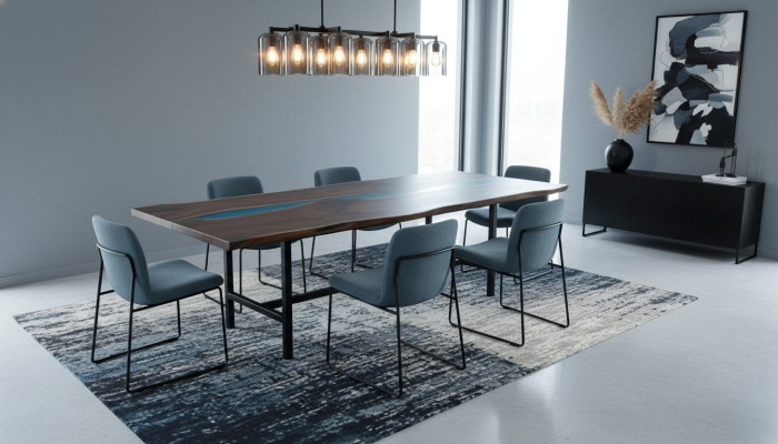 Real Wood Waterfall Table Epoxy Tables Resin Dining Table Epoxy Solid