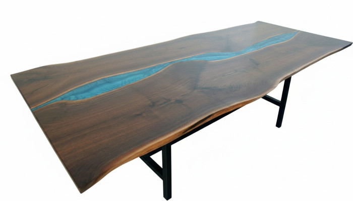 Real Wood Waterfall Table Epoxy Tables Resin Dining Table Epoxy Solid