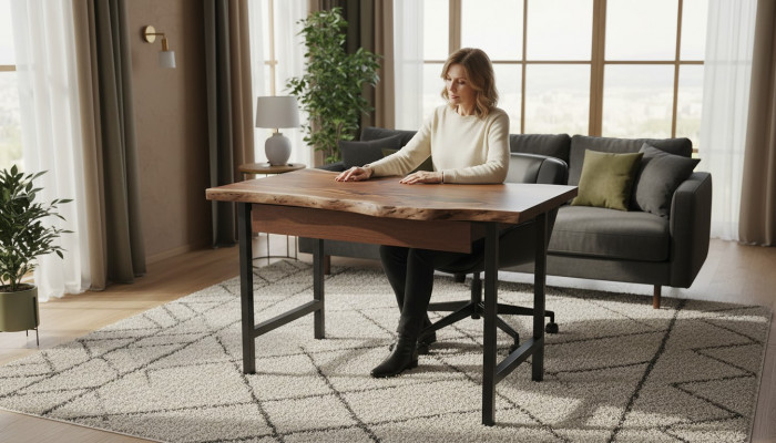 Designer furniture desk 100*70cm handcrafted solid wood tables