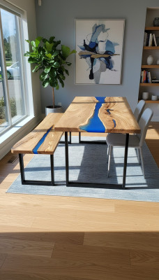 Design table bench dining table kitchen table living room tables benches solid epoxy new
