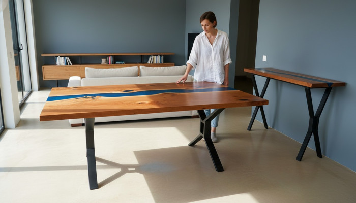 Custom-made epoxy resin river table real wood price per square meter tables resin